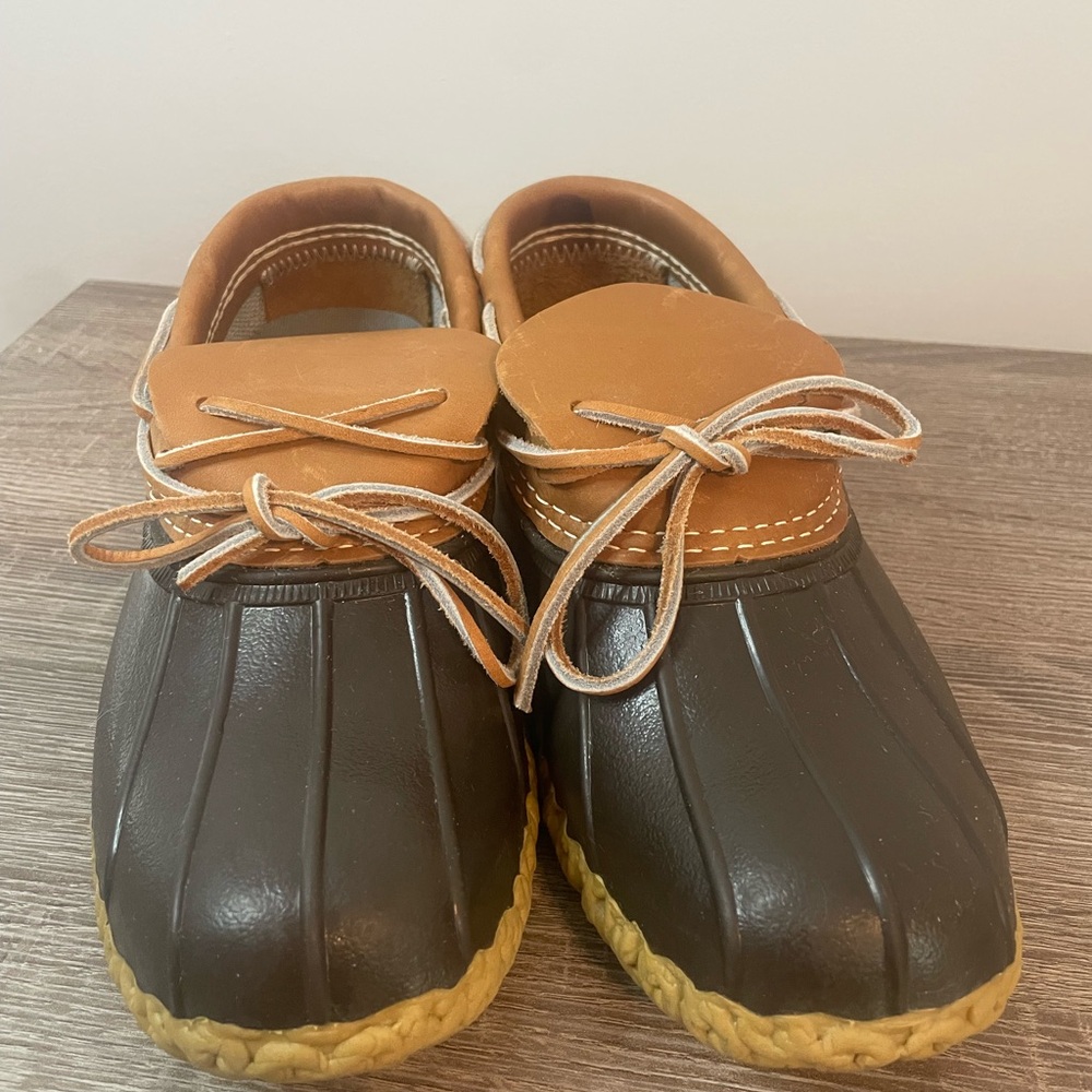 Woman’s L.L. Bean Brown and Tan Bean Boots/Mocs, size 8M